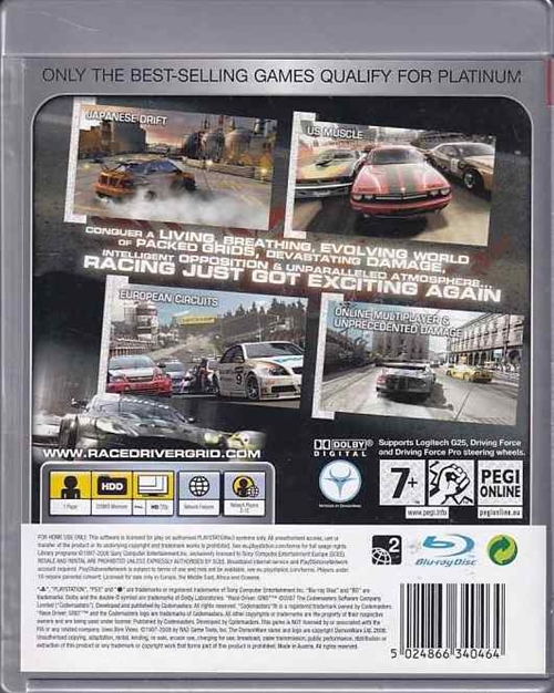 Racedriver Grid - Platinum - PS3 (B Grade) (Genbrug)